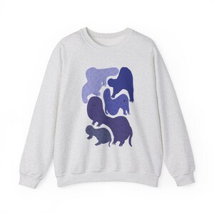 Whimsical Creature Print Sweatshirt - Cozy Apparel for Animal Lovers, Unique Gift for Birthdays, Casual Style, Graphic Crewneck