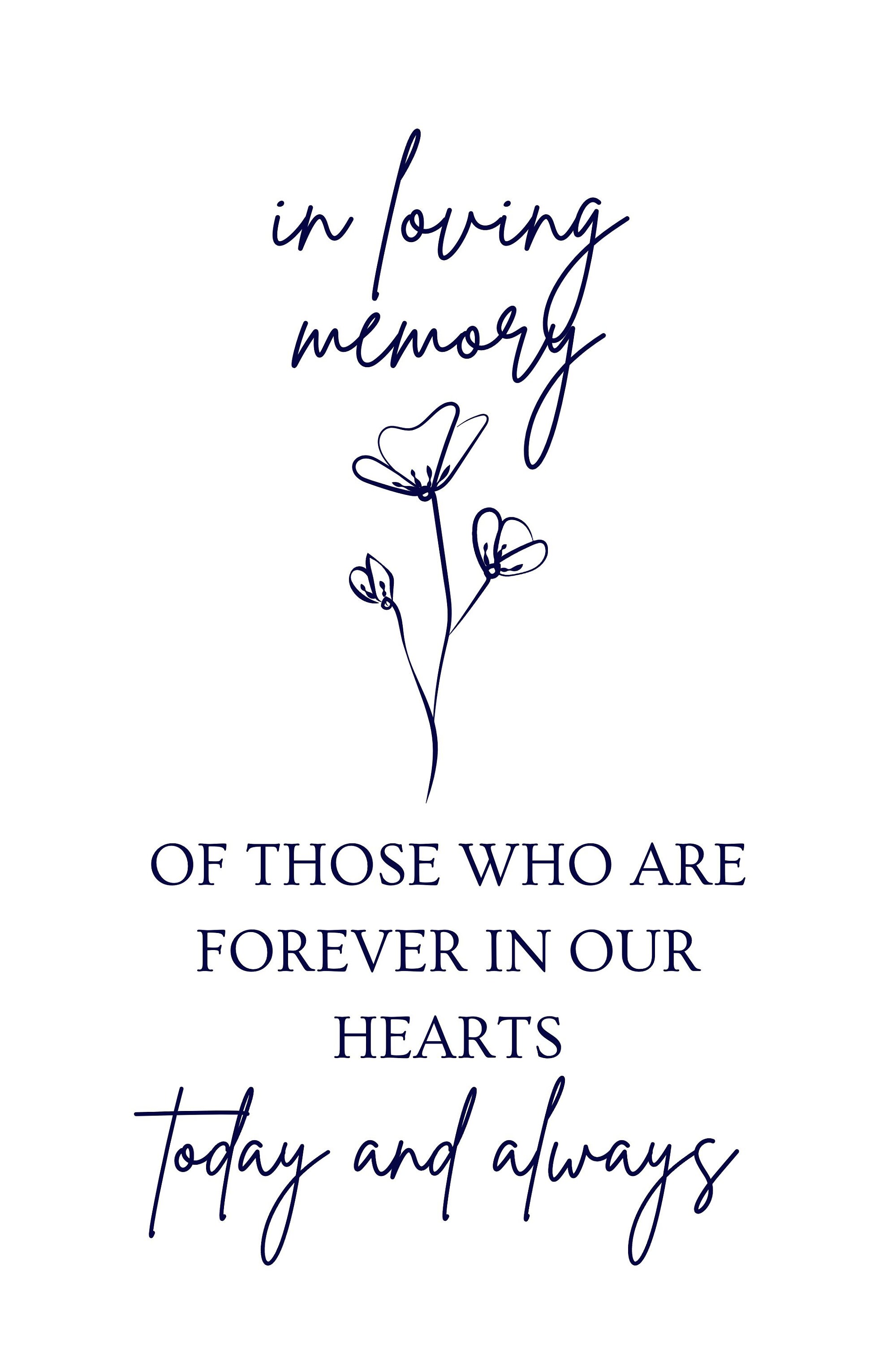 In Loving Memory Printable Wedding Sign in Navy - Etsy