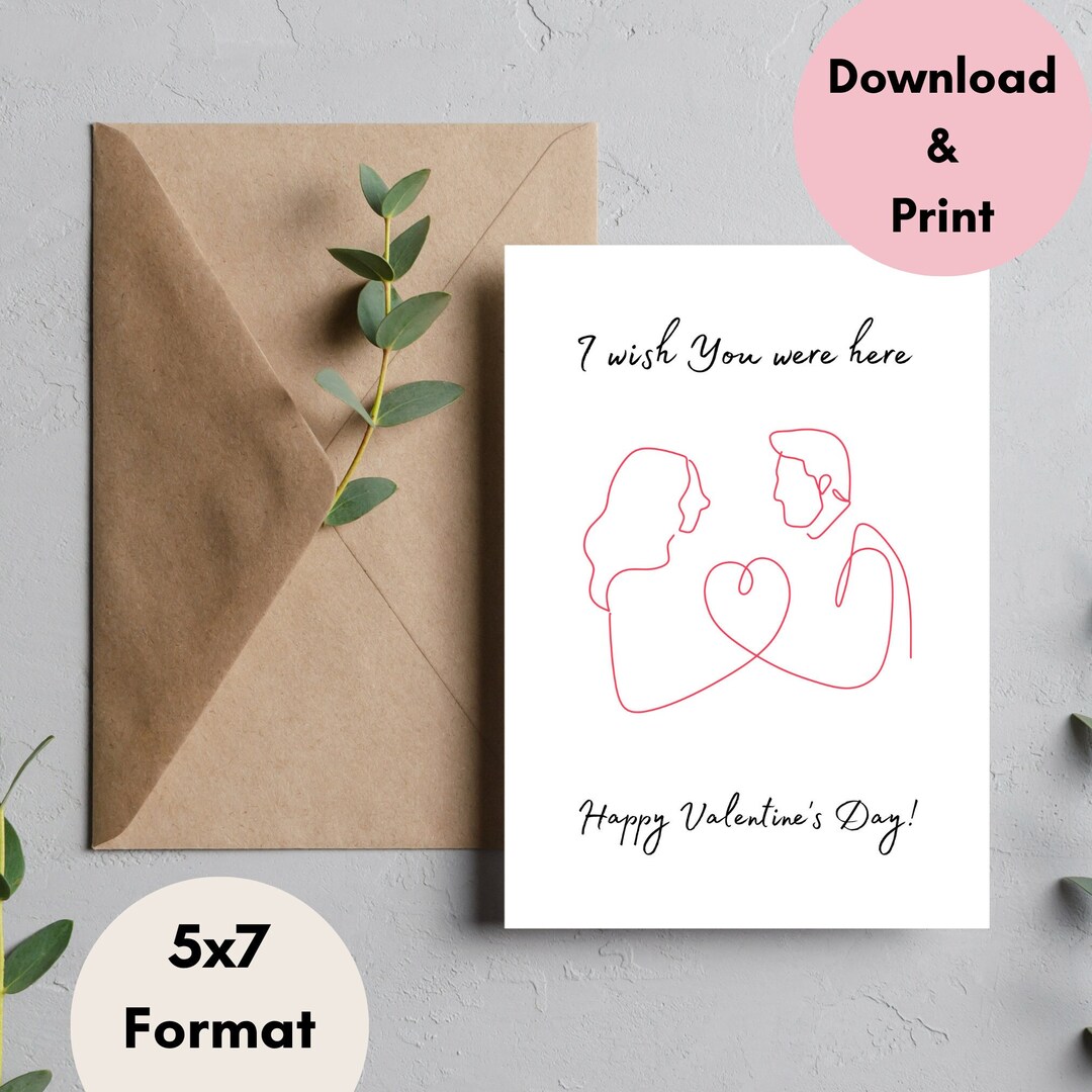 Valentine Day Card for Him Printable Saint Valentine Gift for Her Long ...