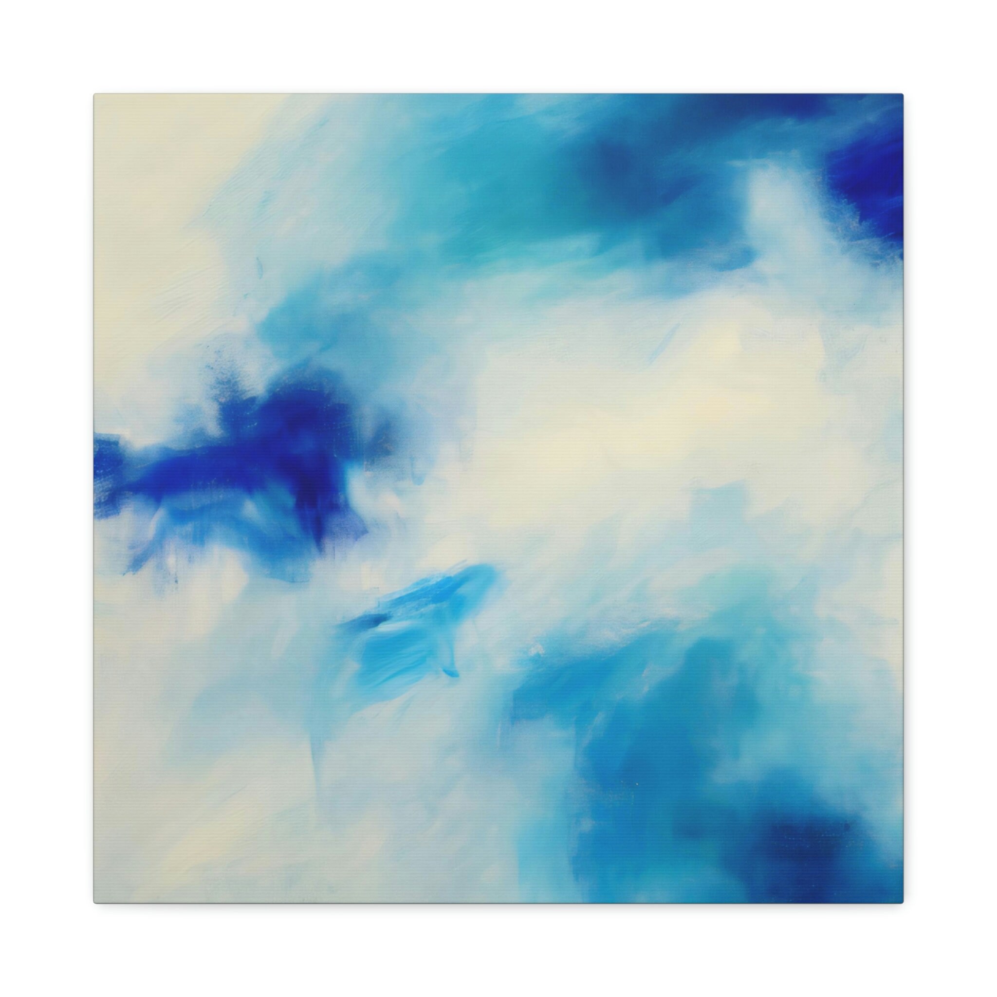 Blue and White Abstract Art Canvas Ready to Hang Modern Etsy