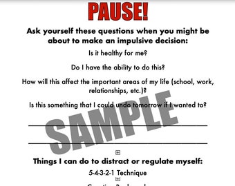 Impulsivity Questions & Suggestions Worksheet (Simple Aesthetic)