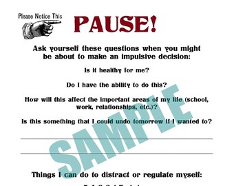 Impulsivity Questions & Suggestions Worksheet