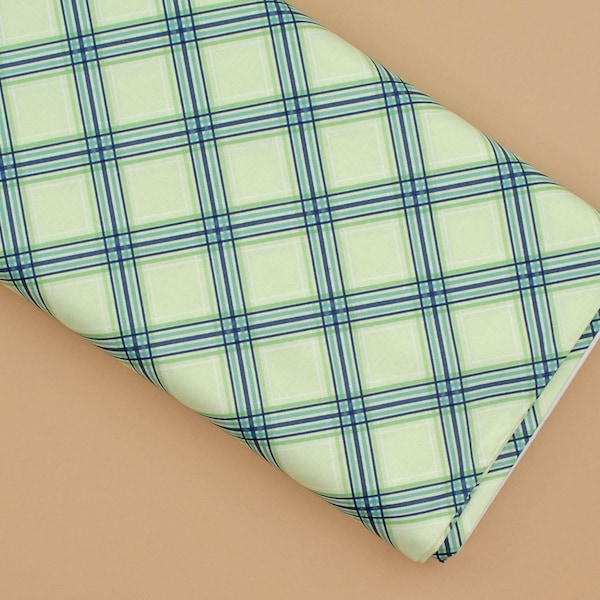 Bias Plaid in Minty Green - Notting Hill Plaid-Green - 100% Cotton