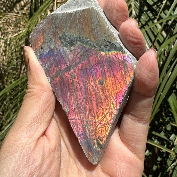 Flashy Rainbow/Purple Labradorite Slab, Freeform - Self Standing / Intention Stone / Reiki Healing / Unique Gifts / Home Decor