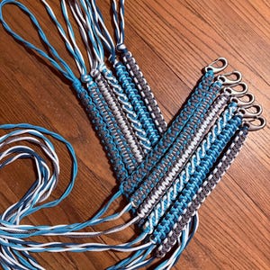 Set of 6 Rod and Reel safety leashes in mixed bag design made custom to order 2 - 8 ft choose 1 to 3 colors