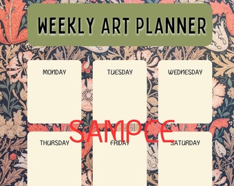 Green with Florals Weekly Art Planner