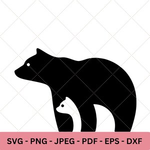 Papa ours, bébé ours, frère soeur ours, fête des mères, fête des pères, ourson SVG, PNG, fichier de découpe numérique, Cricut, camée silhouette
