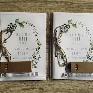 Children’s wedding activity pack with pencils and bubbles