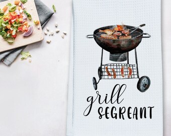 Serviette de barbecue personnalisée, cadeau de fête des pères pour papa, serviettes de cuisine barbecue amusantes, serviettes de barbecue, accessoire de grillade pour hommes, cadeau Grillmaster