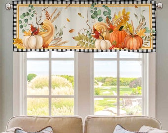 Handmade Thanksgiving Pumpkin Kitchen Valance Curtain For Living Room,Valance Farmhouse,Fall Unique Decor Home Bedroom Decor Modern Draps