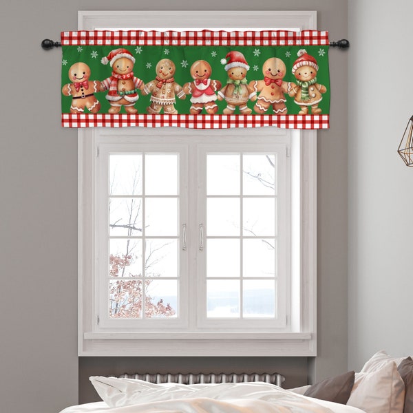 Handmade Christmas Man Kitchen Valance Curtain For Living Room Farmhouse Curtain,Christmas Curtain Kid Bedroom Nursery Winter Window Curtain