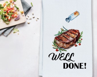 Grill Master BBQ Towel Cadeaux drôles pour lui Funny BBQ Grilling Cadeau pour papa Grill Towel Funny Bar Towel Men's BBQ Towel Fête des Pères Idée cadeau