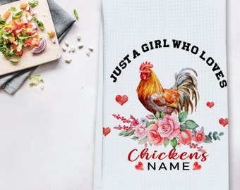 Custom Funny Chicken Tea Towel,Personalized Kitchen Towel for Chicken Lovers,Chicken Dish Towel,Chicken Lovers Gift,Farm Chicken Decor