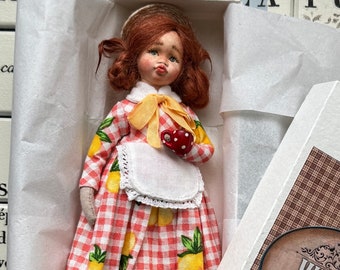 Boudoir doll - girl with red hair, soft sculpture, poseable art doll, ooak art doll,mini,miniature,mixed media,polymer clay doll, art doll.