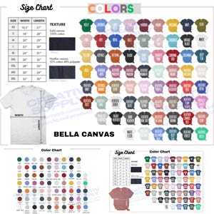 Tabla de colores editable Bella Canvas 3001 175 archivos PNG transparentes + 41 plantillas JPEG Maqueta de camiseta de estilo unisex para hombres y mujeres Tabla personalizada