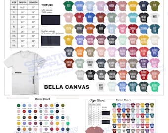 Tabla de colores editable Bella Canvas 3001 175 archivos PNG transparentes + 41 plantillas JPEG Maqueta de camiseta de estilo unisex para hombres y mujeres Tabla personalizada