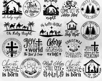 Christmas Manger Nativity Scene | Christian Coquette Faith PNG | Hand Drawn The Greatest Gift of All | Matthew 1:21 Bible Digital Download