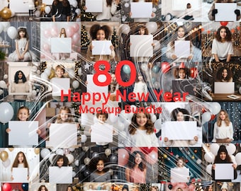 Mega Happy New Year Mockup Bundle | DIN A ISO | Christmas | New Year| Animated Mockup | Vertical Frame Mockup |  PSD mp4 | B28