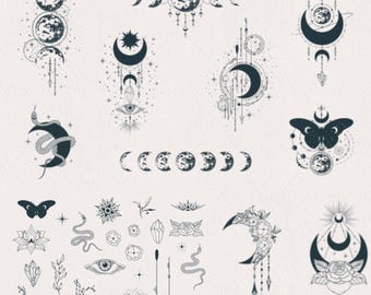Pacchetto SVG Boho Celestial, 200 SVG Celestial, file Celestial per Cricut, Doodle SVG, file Boho Cut, PNG, Clipart, Cricut, uso commerciale