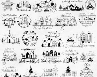 German Frohe Weihnachten Plotter File Svg Png,Plotterdatei Weihnachten Svg Png Wreath Christmas Scene Cricut Brother Canvas Silhouette