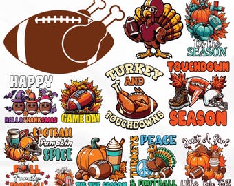Thanksgiving Turkey and Football Designs Png, Fall Sports Png, Thanksgiving Football Team Svg, Turkey Thanksgiving Png, Instant Download