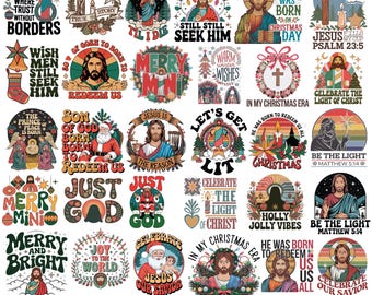 Paquete de imágenes cristianas de Navidad bohemia, Jesús es la razón, imágenes PNG, historia real, oh, venid y adorémoslo, oh, noche santa, pincelada navideña
