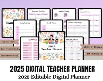 2025 Digital Teacher Planner - Dated January 2025 to December 2025