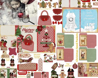 Christmas Children Junk Journal Kit Christmas Junk Journal Page Xmas Journal Printable Paper Digital Collage Sheet Festive Scrapbook Supply