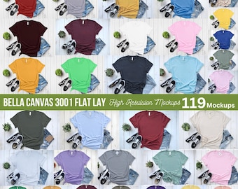 Bella Canvas 3001 Bundle Mockup, Bundle Bella Canvas 3001, Bella Canvas 3001 T-shirt Mockup, Maglietta unisex Mockup, Maglietta Mockup, Mockup digitale