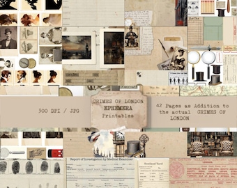 Vintage Detective Junk Journal Pages, Digital Scrapbook Paper Kit, Crime Investigation Printable, Mystery Case File, Victorian Collage Sheet