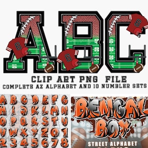 Football SVG Alphabet, Football Numbers Svg Png, Varsity Font, Football Font SVG, Sports Font SVG, Football Letters Svg, University Font Svg