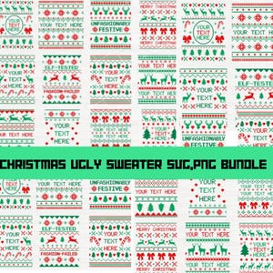 Ugly Sweater SVG Bundle, Christmas Ugly Sweater Templates, Ugly Sweater png, Christmas svg, Ugly Sweater Font Svg for Cricut