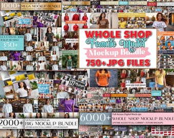 Whole Shop Mockup Bundle, Full-Access Digital Mock Ups, Lifestyle Mock-ups, Model Mockup, Bella Canvas 3001, Gildan 18000, Mega Shop Bundle