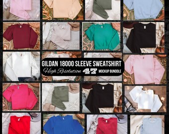 Gildan 18000 Mockup Bundle, Sweatshirt Crewneck Mockup Bundle Print On Demand, Apparel Mockup Bundle, Gildan Mockup Bundle Instant Download