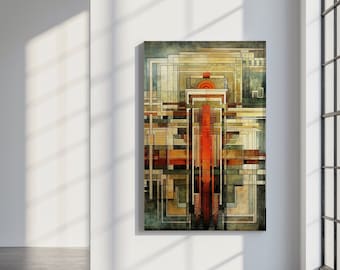 Canvas | FRANK LLOYD WRIGHT Inspired Wall Art 1.25&quot; | Mid Century Modern Timeless Elegance Iconic Bespoke Home Decor Shipping Fees Included