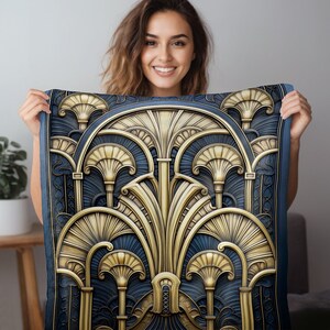 ART DECO || Sherpa Fleece Blanket Opulent Ornate Glamorous Home Decor Bespoke Housewarming Gift Cozy Camping Throw Gift For Mom Gift For Her
