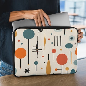 Mid Century Modern Laptop Sleeve || Tech Neoprene Laptop Accessories, Lightweight, Durable Back To School, Unique Gift For Her, Gift For Him