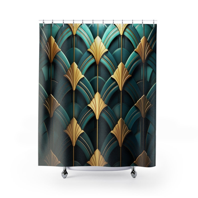 ART DECO Shower Curtain Bespoke Bathroom Decor Retro Etsy