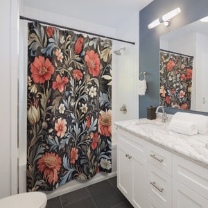 WILLIAM MORRIS Shower Curtain Art Nouveau Timeless Elegance Morris Inspired Floral Flower Shower Curtains Bathroom Decor Housewarming Gift