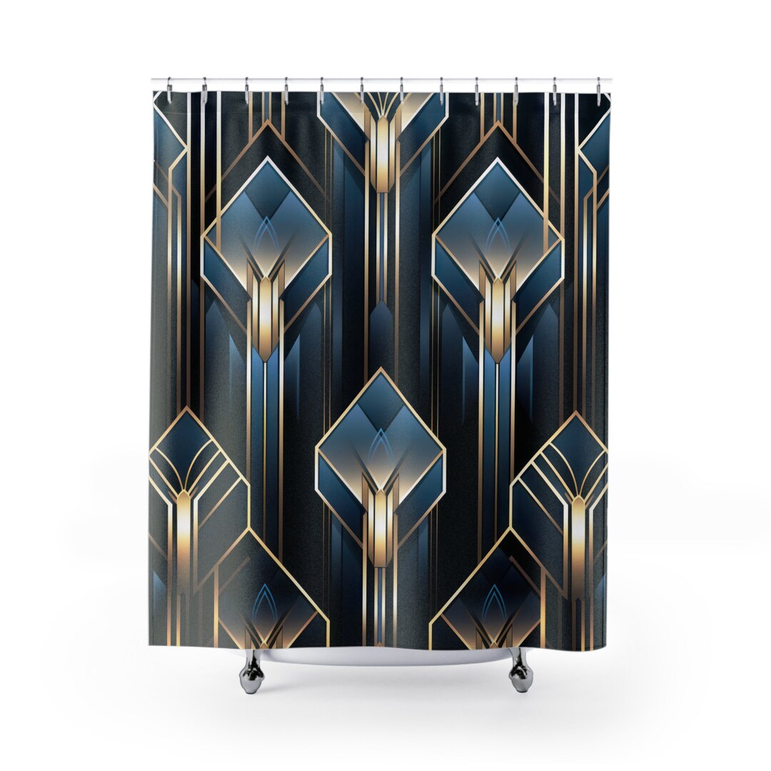 ART DECO Shower Curtain, Bespoke Bathroom Decor Retro Vintage Home
