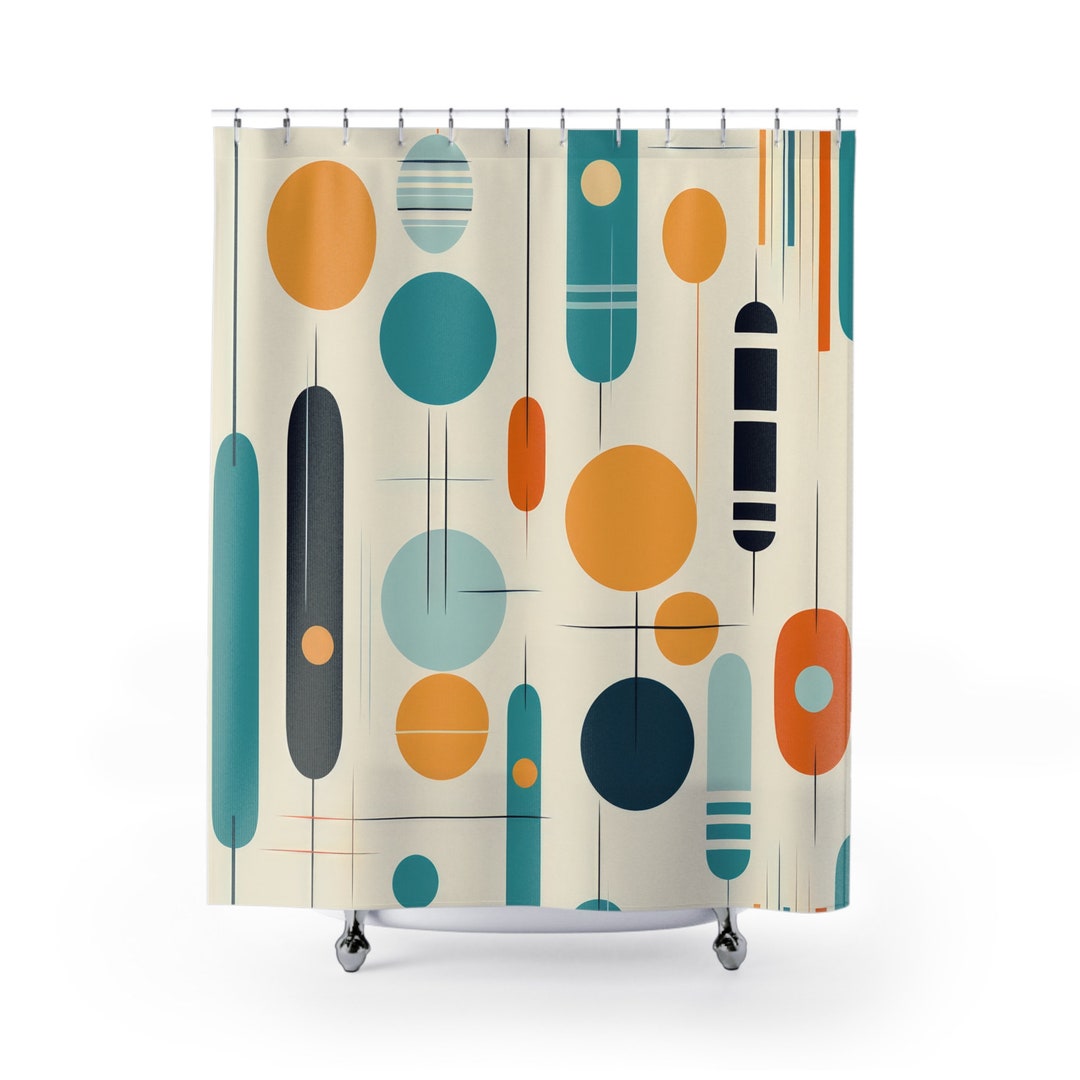 MID CENTURY MODERN Shower Curtain Retro Bathroom Decor Home Etsy