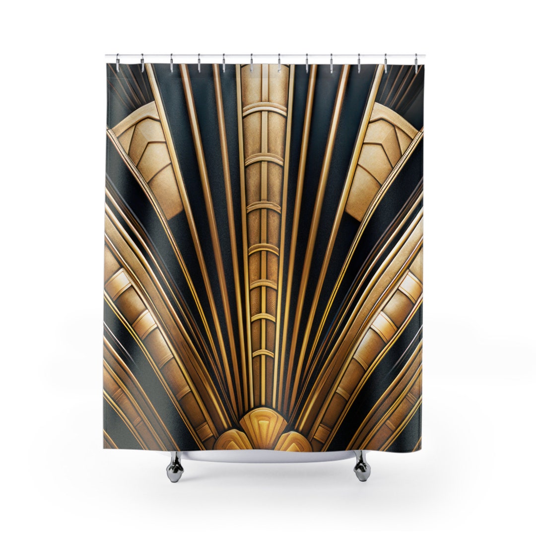 ART DECO Vintage Inspired Shower Curtain, Bathroom Decor, Vintage