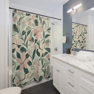 WILLIAM MORRIS Inspired Boho Shower Curtain || Art Nouveau Timeless Elegance Floral Motif Shower Curtains Bathroom Decor Housewarming