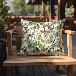 EXOTIC ANIMALS || Outdoor Pillow Cushion Tropical Print Summer Poolside Lounge Chair Cushion Pillow Decorative Home Decor, Gift For Her