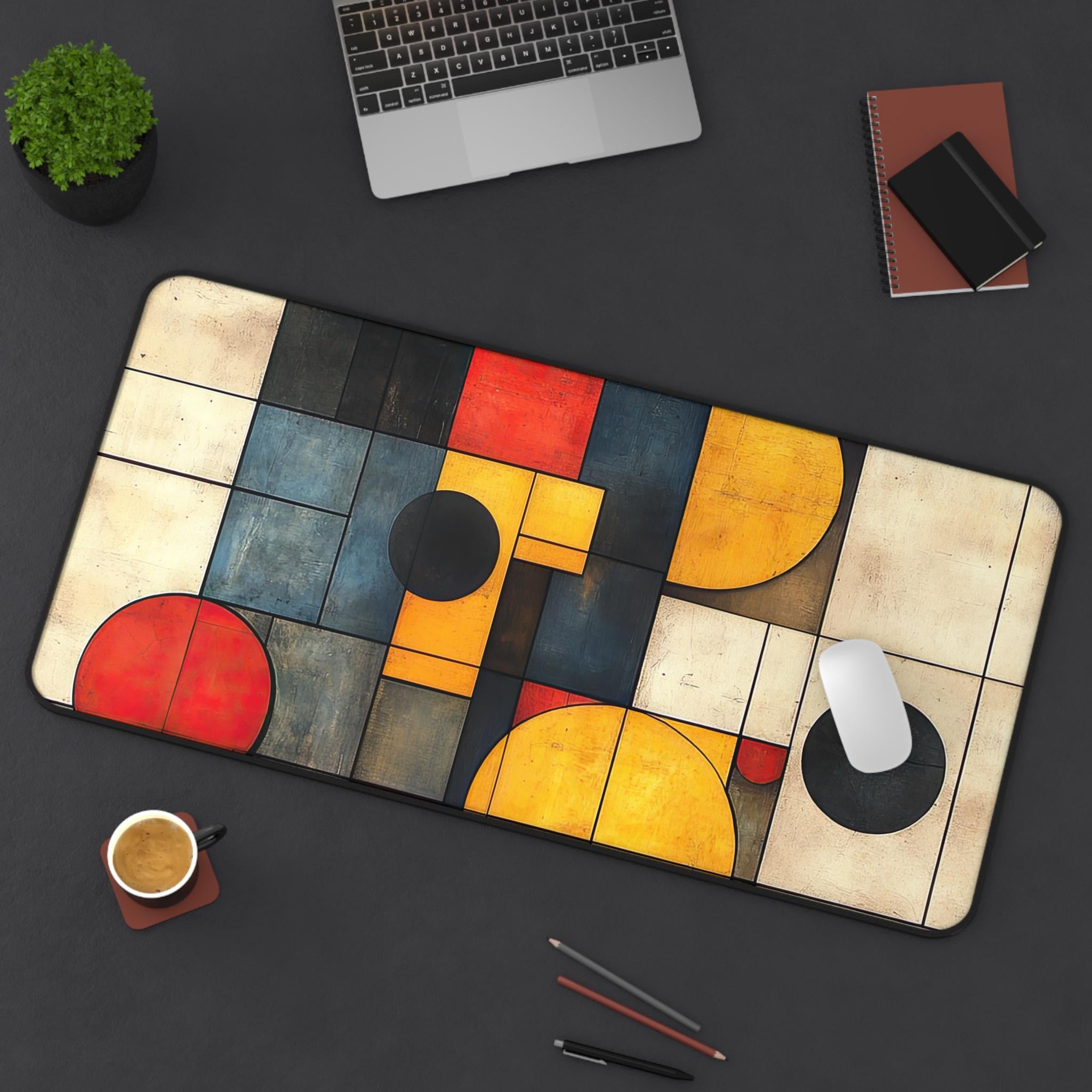 Frank Lloyd Wright Inspired Desk Mat: Geometric Office Decor
