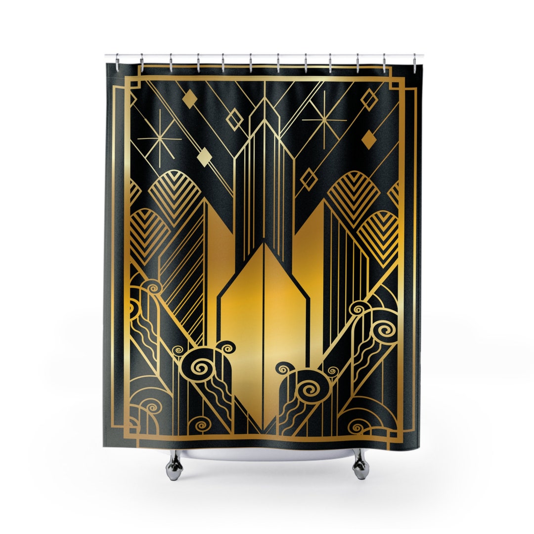 ART DECO Shower Curtain, Bespoke Bathroom Decor Retro Vintage Home