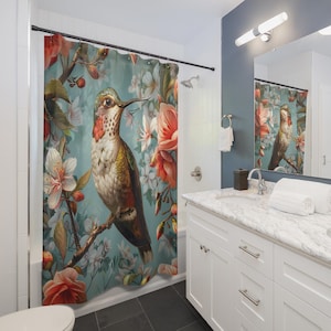 William Morris Hummingbird Shower Curtain: Floral Botanical Decor