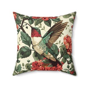 WILLIAM MORRIS Inspired Hummingbird Indoor Pillow || Home Decor Accent Pillows Living Room Cushions Decorative Pillows Housewarming Gift