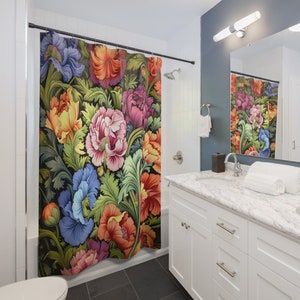 WILLIAM MORRIS Shower Curtain Art Nouveau Timeless Elegance Morris Inspired Floral Flower Shower Curtains Bathroom Decor Housewarming Gift