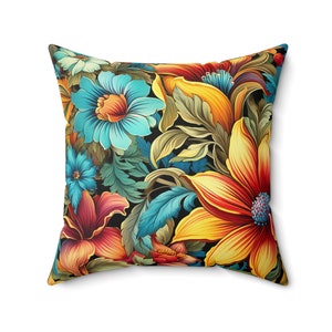 Coussin floral bohème inspiré de WILLIAM MORRIS || Décoration d&#39;intérieur vibrante Coussins d&#39;intérieur botaniques Décoration opulente Cadeau de pendaison de crémaillère Cadeau de fête des Mères